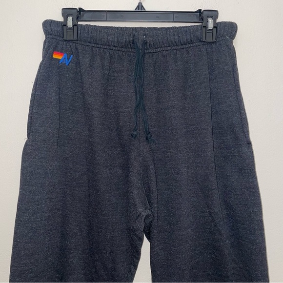 AVIATOR NATION Charcoal Rainbow Stitch jogger Sweatpants Size Medium - Picture 4 of 11